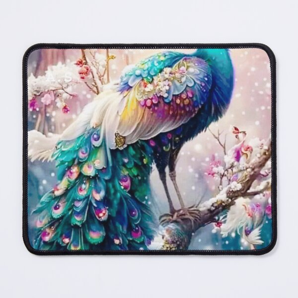 Item preview, id28, Peacock with colorful and incredible feathers, a wonderful nature view, fairy tale peacock in blue, navy purple and red, magnificent bright lights, phoenix and peacock perched on a tree branch designed and sold by bcbutika.