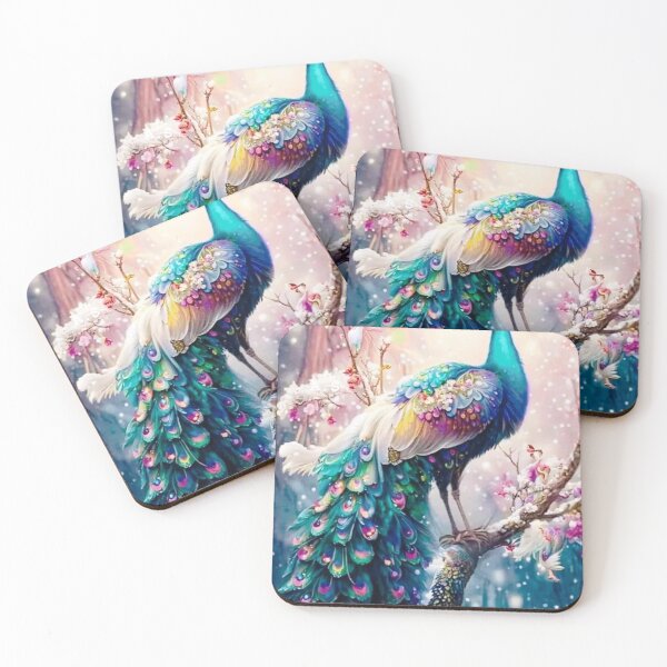 Item preview, id28, Peacock with colorful and incredible feathers, a wonderful nature view, fairy tale peacock in blue, navy purple and red, magnificent bright lights, phoenix and peacock perched on a tree branch designed and sold by bcbutika.
