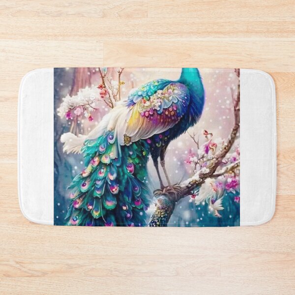 Item preview, id28, Peacock with colorful and incredible feathers, a wonderful nature view, fairy tale peacock in blue, navy purple and red, magnificent bright lights, phoenix and peacock perched on a tree branch designed and sold by bcbutika.
