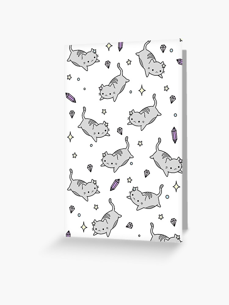 Cute Kawaii Cat Pattern Greeting Card By Artbybee7 Redbubble