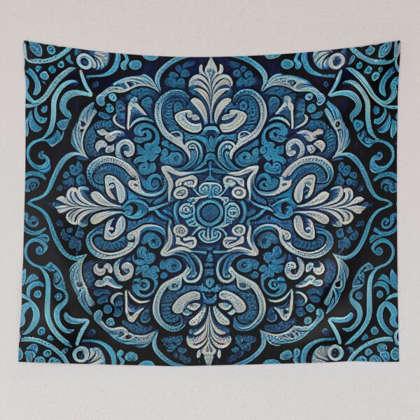 Item preview, Blue Aesthetic Traditional Pattern Digital Painting designed and sold by CodeAndColors.