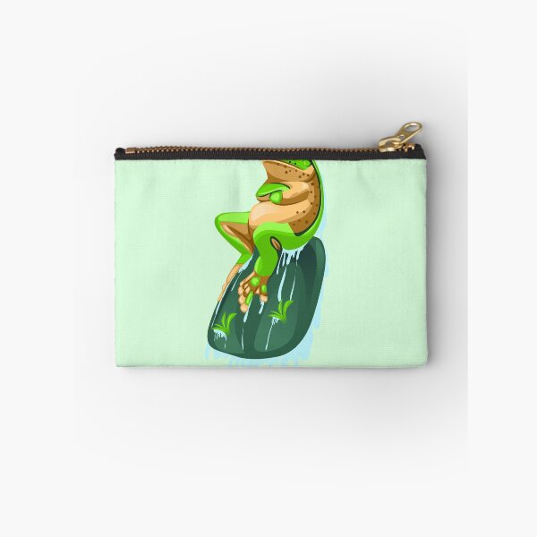Item preview, illustration of a green frog sitting on a rock designed and sold by AmsaOza.