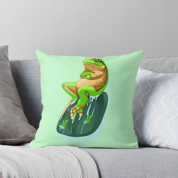 Aperçu de l'œuvre illustration d'une grenouille verte assise sur un rocher créée et vendue par AmsaOza.