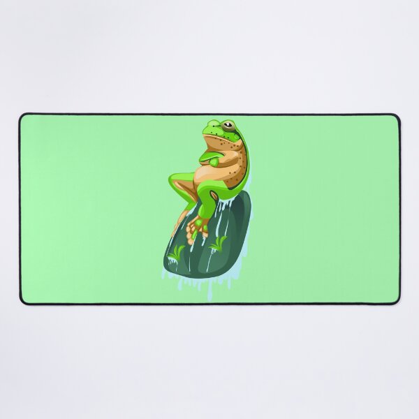 Item preview, illustration of a green frog sitting on a rock designed and sold by AmsaOza.