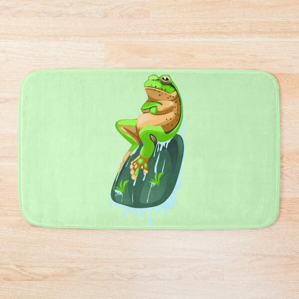 Item preview, illustration of a green frog sitting on a rock designed and sold by AmsaOza.