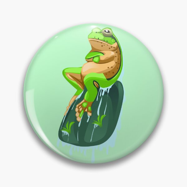 Item preview, illustration of a green frog sitting on a rock designed and sold by AmsaOza.