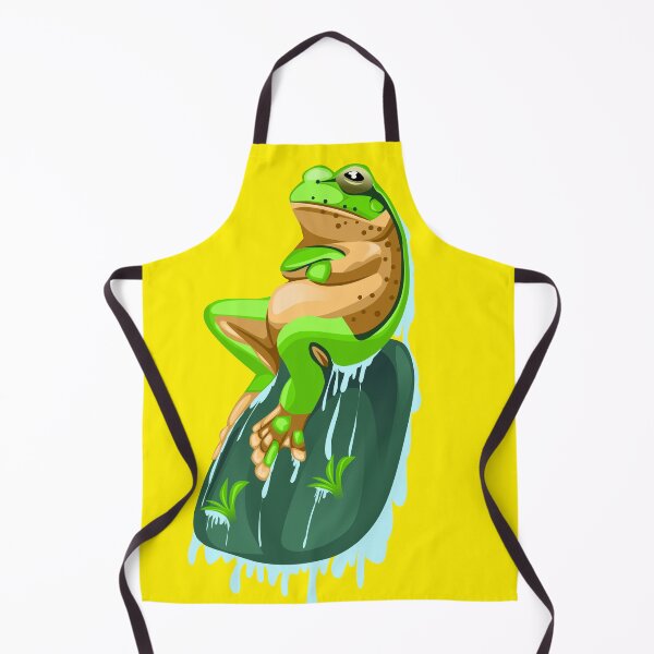 Item preview, illustration of a green frog sitting on a rock designed and sold by AmsaOza.