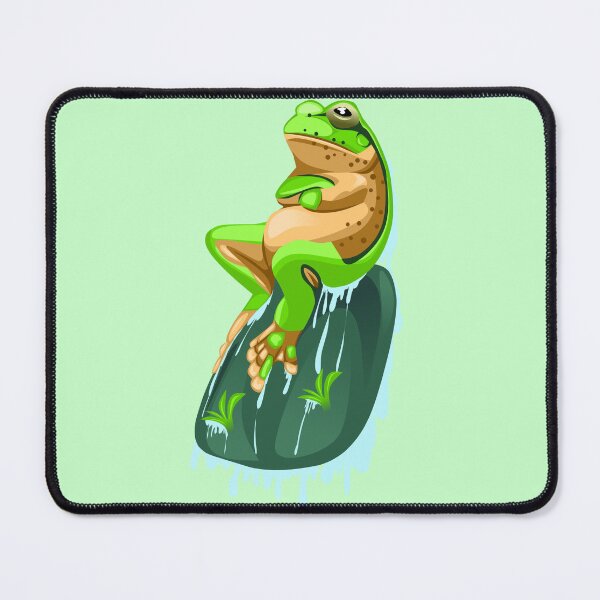 Item preview, illustration of a green frog sitting on a rock designed and sold by AmsaOza.