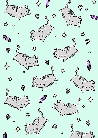  Cute Kawaii Cat Pattern Posters by artbybee7 Redbubble