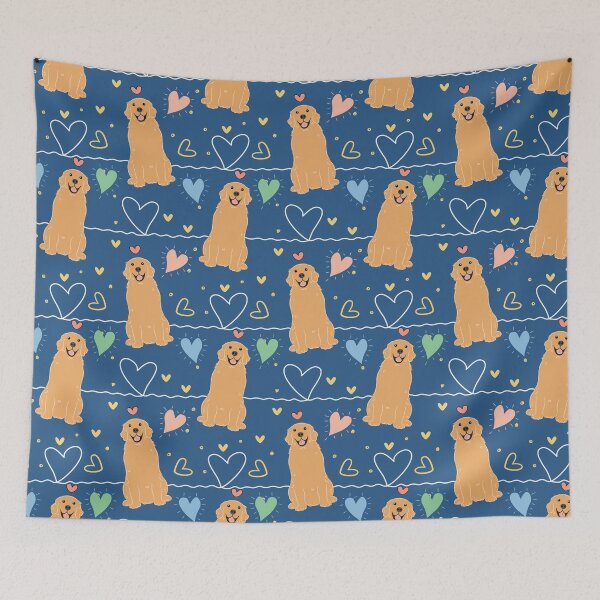 Item preview, LOVE Golden Retriever - Blue background designed and sold by Lulupainting.