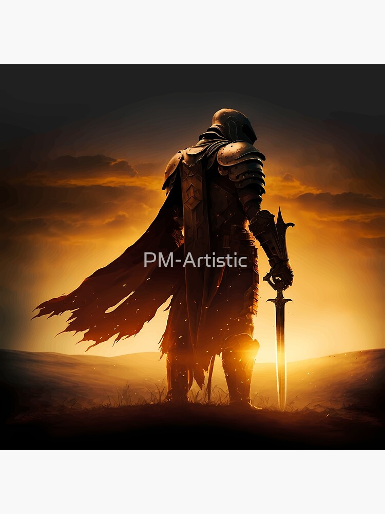 Epic Heroic Knight version 1 Art Board Print by PM-Artistic