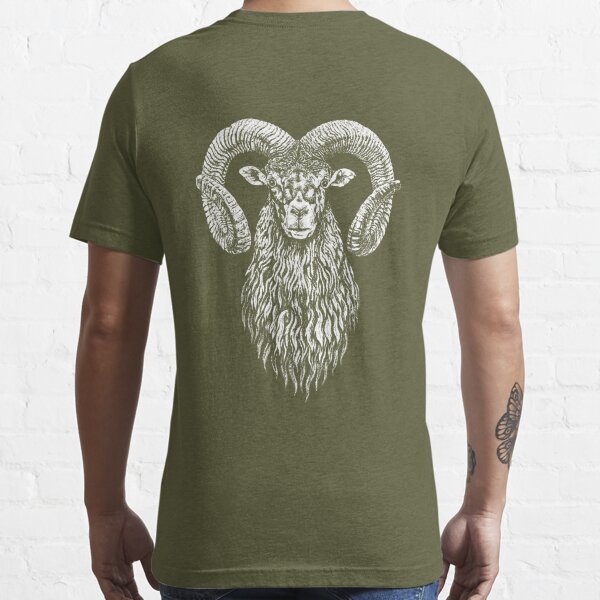 White Graphic T-shirt - Ram / Bighorn Sheep. Organic Cotton - Born Hybrid