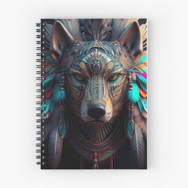 Item preview, Shamanic Wolf Totem with colored feathers designed and sold by IA-Art-Design.