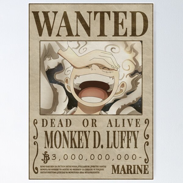 Luffy Gear 5, 3.000.000.000 póster de Se busca recompensa de una pieza (precio actualizado de 2023) Póster