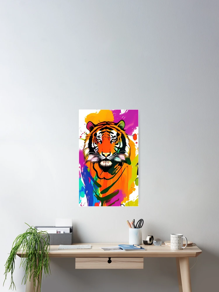 Thumbnail 2 of 3, Poster, Tiger Paint Splatter designed and sold by RockingPandS.