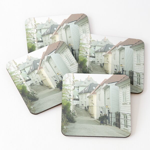 Item preview, Pastel Architecture in Street of Bergen, Norway - Norwegian Travel Photography  designed and sold by CarolinaReina.