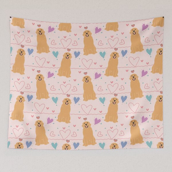 Item preview, LOVE Golden Retriever - Pink background designed and sold by Lulupainting.