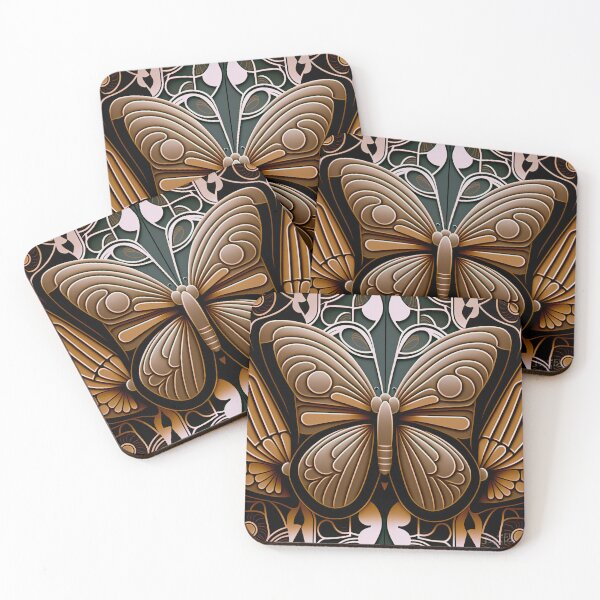 Item preview, Art Deco Butterfly Pattern | Metal Butterfly | Copper Butterfly | high resolution designed and sold by Synthetic-Intel.