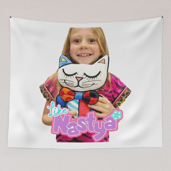 Item preview, like nastya holding Tickles Cute Cat, like nasya Soft Stuffed Plush Animal Toy,like nastya logo designed and sold by theJuniorJams.