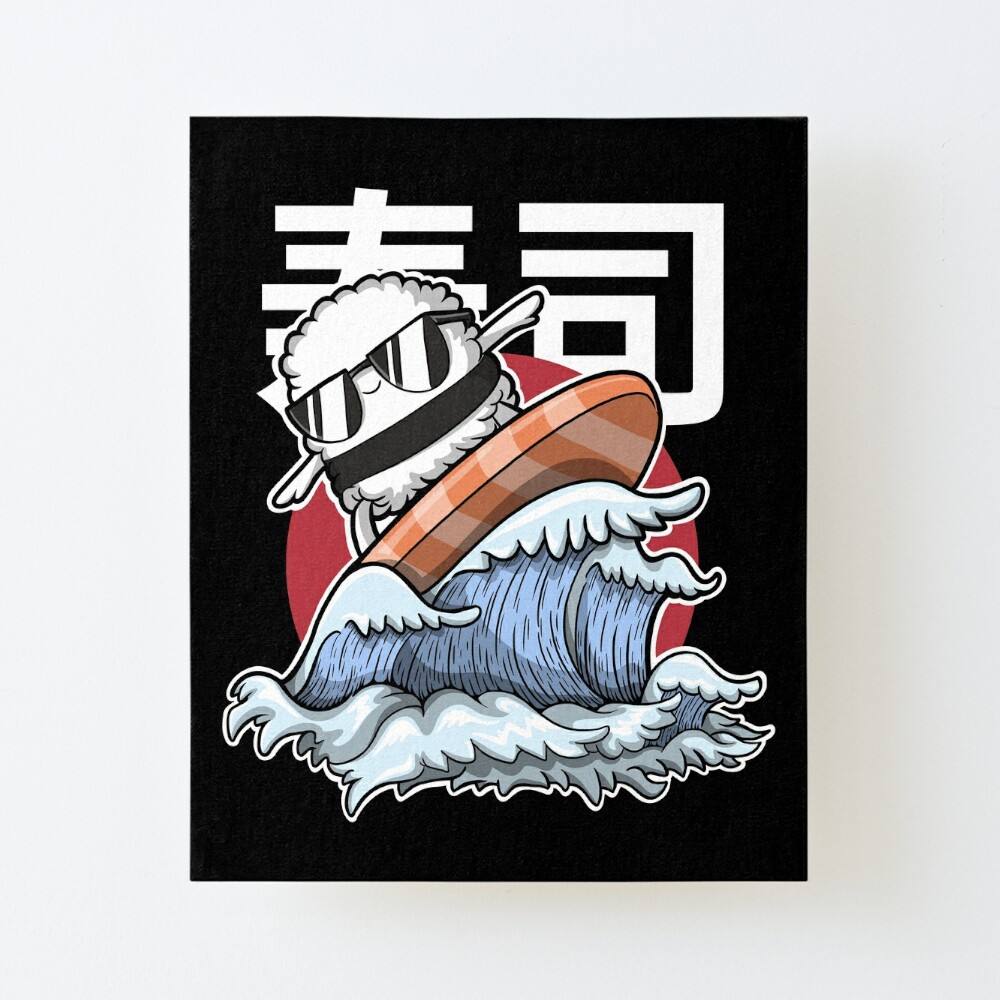 Japan Summer Sushi Surfer Art Board Print for Sale by The magic Yellow bus