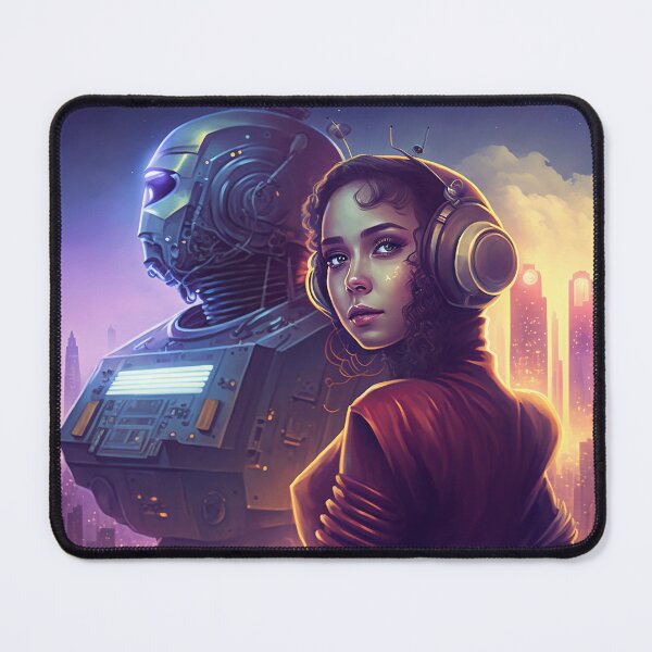 Item preview, Retro-futuristic Woman with Robot designed and sold by Viktor Surzhko.