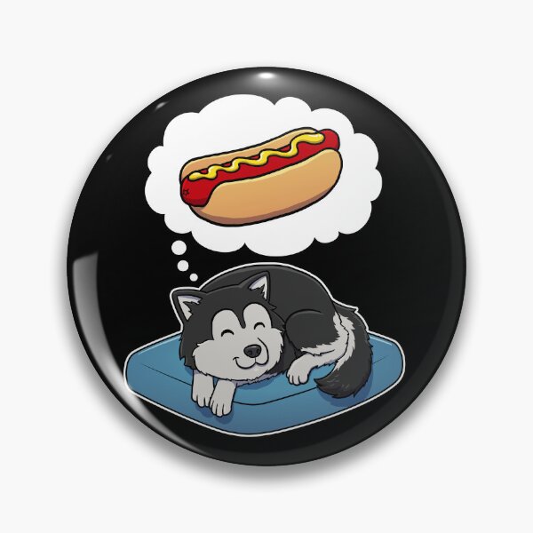 Aperçu de l'œuvre Alaskan Malamute dreaming about Hotdogs créée et vendue par DoggieDelights.