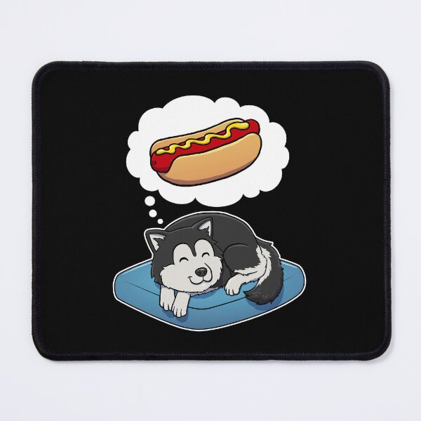 Aperçu de l'œuvre Alaskan Malamute dreaming about Hotdogs créée et vendue par DoggieDelights.