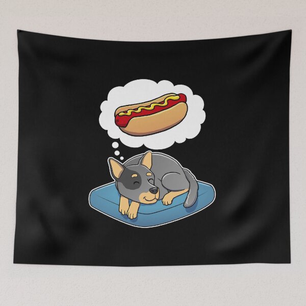 Item preview, Australian Cattle Dog dreaming about Hotdogs designed and sold by DoggieDelights.