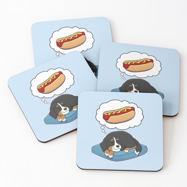 Artikelvorschau, Bernese Mountain Dog dreaming about Hotdogs entworfen und verkauft von DoggieDelights.