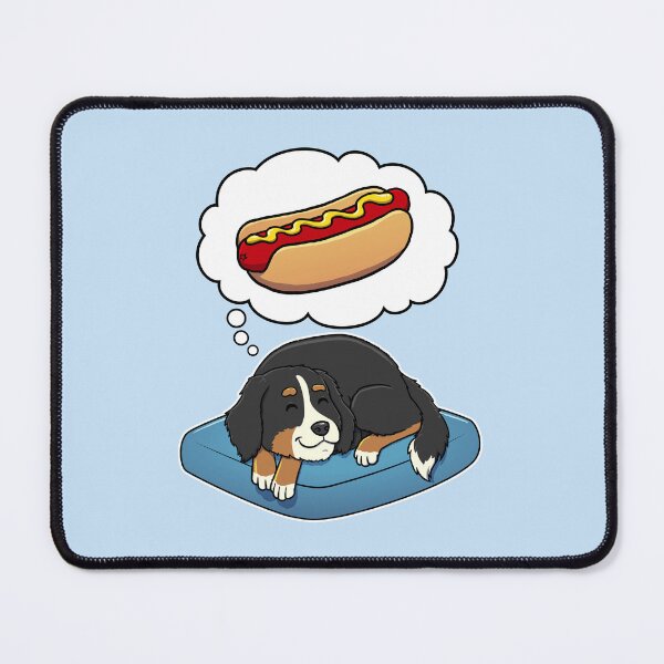 Aperçu de l'œuvre Bernese Mountain Dog dreaming about Hotdogs créée et vendue par DoggieDelights.