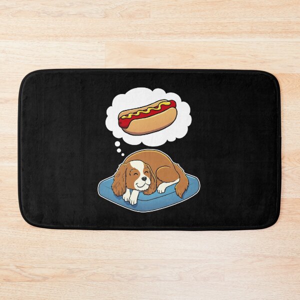 Item preview, Cavalier King Charles Spaniel dreaming about Hotdogs designed and sold by DoggieDelights.