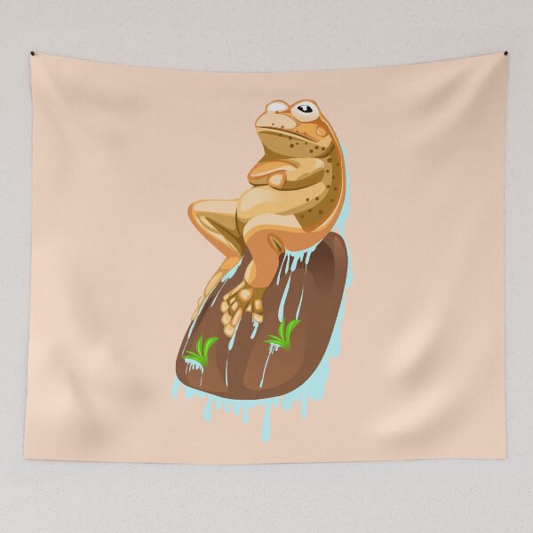 Item preview, illustration of a orange frog sitting on a rock designed and sold by AmsaOza.