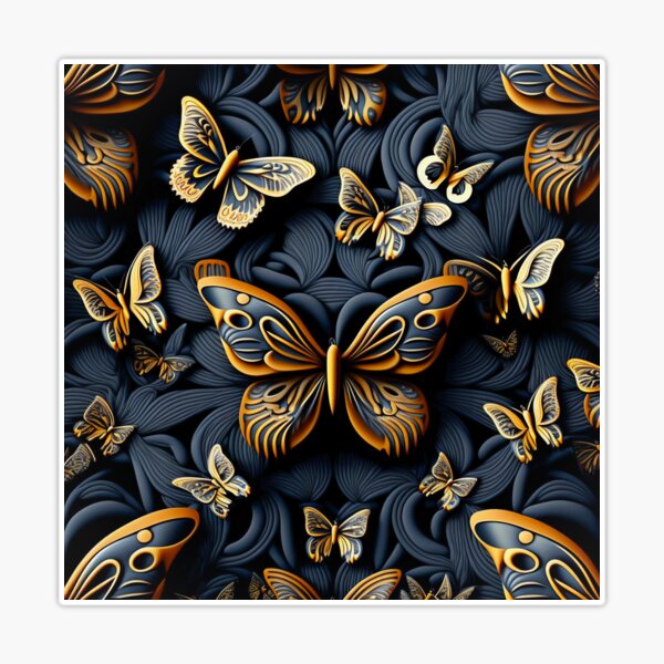 Elegant Butterfly Pattern, Blue Butterfly, Gold Butterfly, 3D Butterflies, Butterfly Card, Vintage Butterfly, high resolution Poster for Sale by  Synthetic-Intel