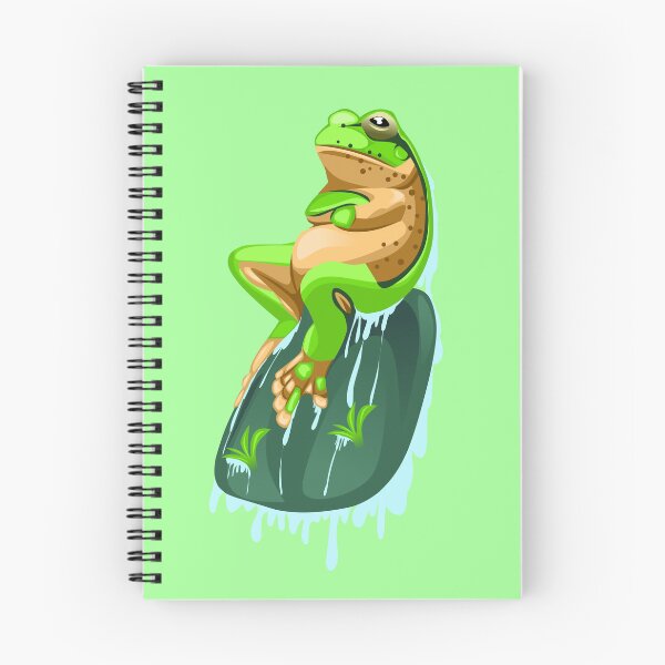 Item preview, illustration of a green frog sitting on a rock designed and sold by AmsaOza.