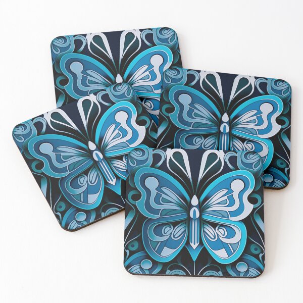 Item preview, Thick Butterfly Pattern | Winter Blue Butterfly | Butterfly Lover | Nature Art Pattern | high resolution designed and sold by Synthetic-Intel.
