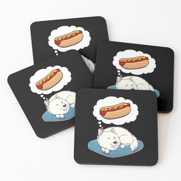 Item preview, Samoyed dreaming about Hotdogs designed and sold by DoggieDelights.