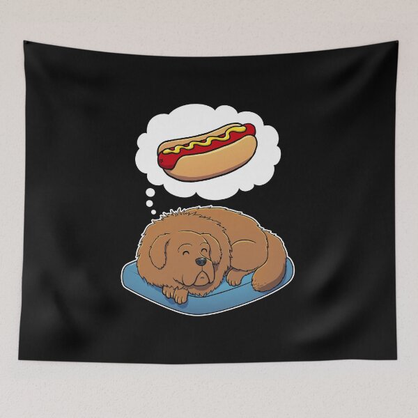 Item preview, Tibetan Mastiff dreaming about Hotdogs designed and sold by DoggieDelights.