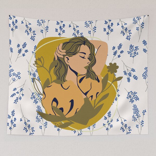 Item preview, Blue Bliss An Illustrative Flower Pillow designed and sold by majnate.