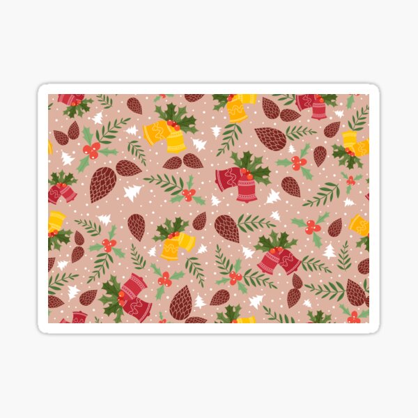 Christmas Bells and Pinecones All Around Pattern. Sticker