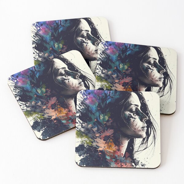 Item preview, Mother nature, Woman portrait in symbiosis with nature, Watercolor. designed and sold by Evangeline ⭐⭐⭐⭐⭐.