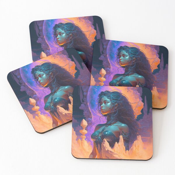 Artikelvorschau, Majestic Guardian: Ein riesiges humanoides Mutter-Natur-Mädchen mit dem Mond dahinter entworfen und verkauft von AkoSiEss.