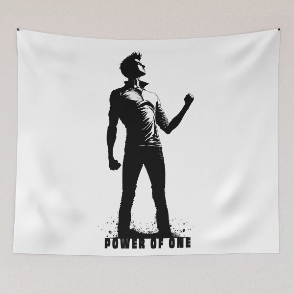 Item preview, Victorious Solitude: A Silhouette of a Human Figure in a Winning Position with the Phrase "Power of One". designed and sold by BotTastic.