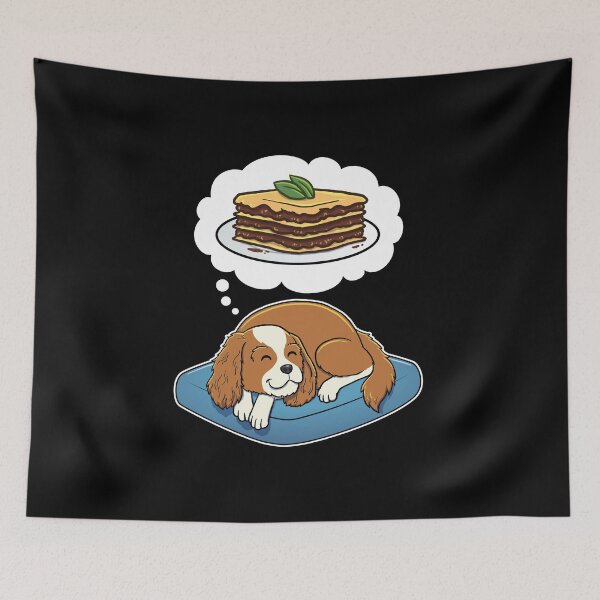 Item preview, Cavalier King Charles Spaniel dreaming about lasagna designed and sold by DoggieDelights.