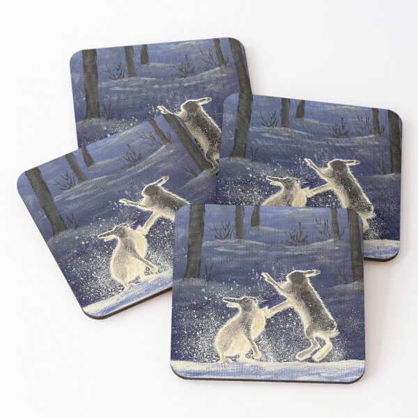Item preview, Two Hares Fighting in the Moonlit Snow designed and sold by TheArtery2010.