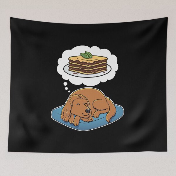 Item preview, English Cocker Spaniel dreaming about lasagna designed and sold by DoggieDelights.