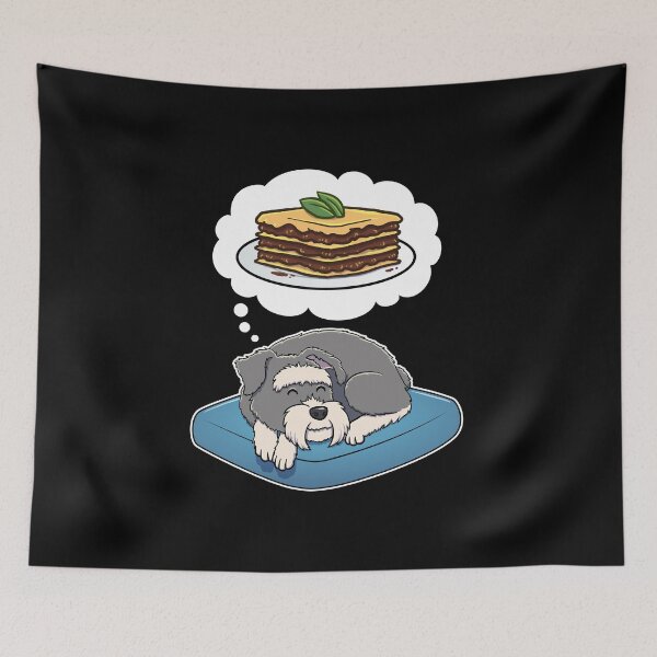 Item preview, Miniature Schnauzer dreaming about lasagna designed and sold by DoggieDelights.