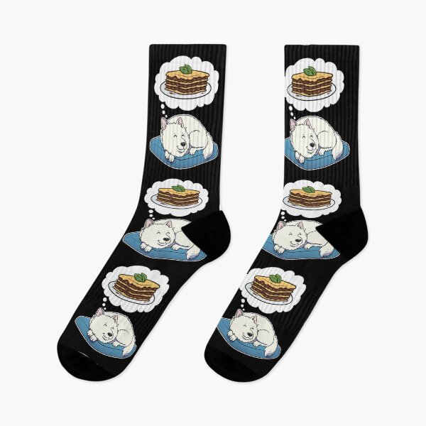 Item preview, Samoyed dreaming about lasagna designed and sold by DoggieDelights.