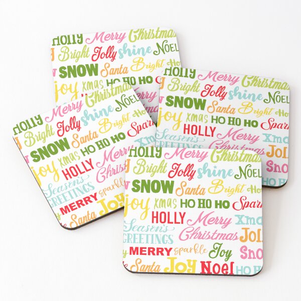 Item preview, Brightly coloured Christmas words designed and sold by Cheekyleopard.