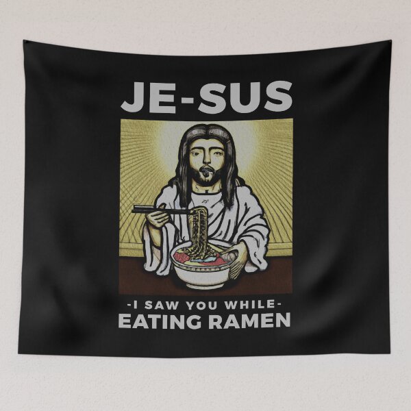 Item preview, JE-SUS eating ramen JESUS WATCHING designed and sold by ALIENATIVED.