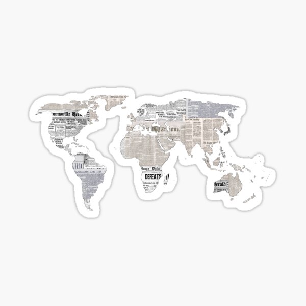 Newspaper World Map Sticker